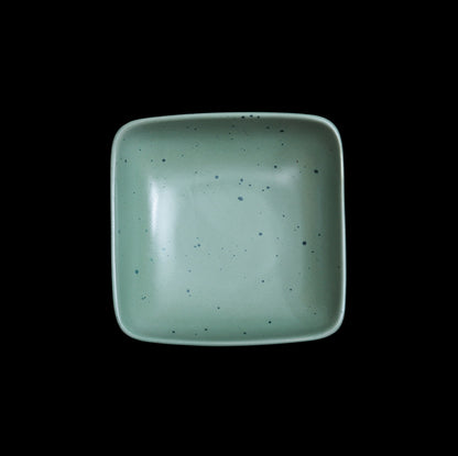 FUJITAKE BOWL VITAL SQUARE 12CM MIST GREEN DOTTS SET OF 6