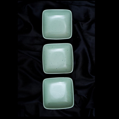 FUJITAKE BOWL VITAL SQUARE 12CM MIST GREEN DOTTS SET OF 6
