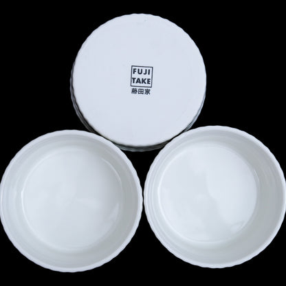 FUJITAKE BUTTER RAMEQUIN PRIME GROOVES 9CM SET OF 2