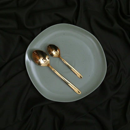 FUJITAKE FLATE PLATE 16CM ER MIST GREEN DOTTS SET OF 6