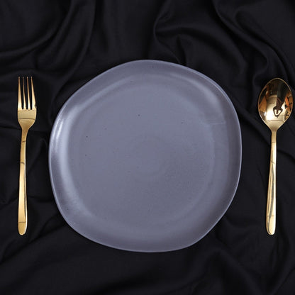 FUJITAKE FLATE PLATE 16CM ER CHARCOAL GRAY DOTTS SET OF 6