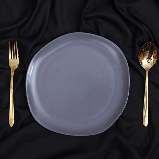 FUJITAKE FLATE PLATE 27CM ER CHARCOAL GRAY DOTTS SET OF 6