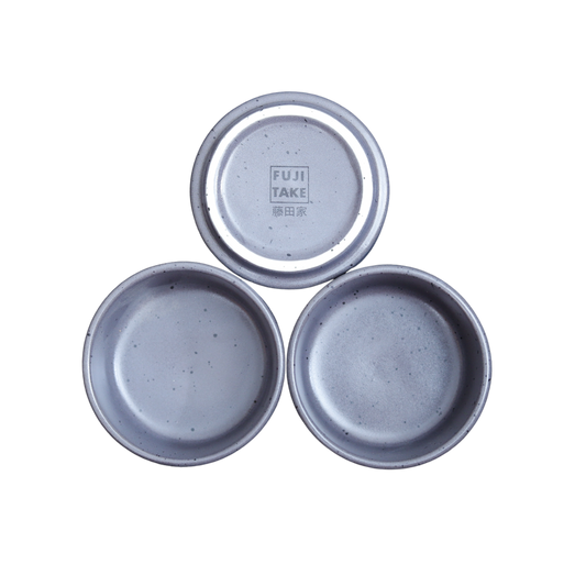 FUJITAKE BUTTER RAMEQUIN PRIME 7CM CHARCOAL GRAY DOTTS SET OF 2