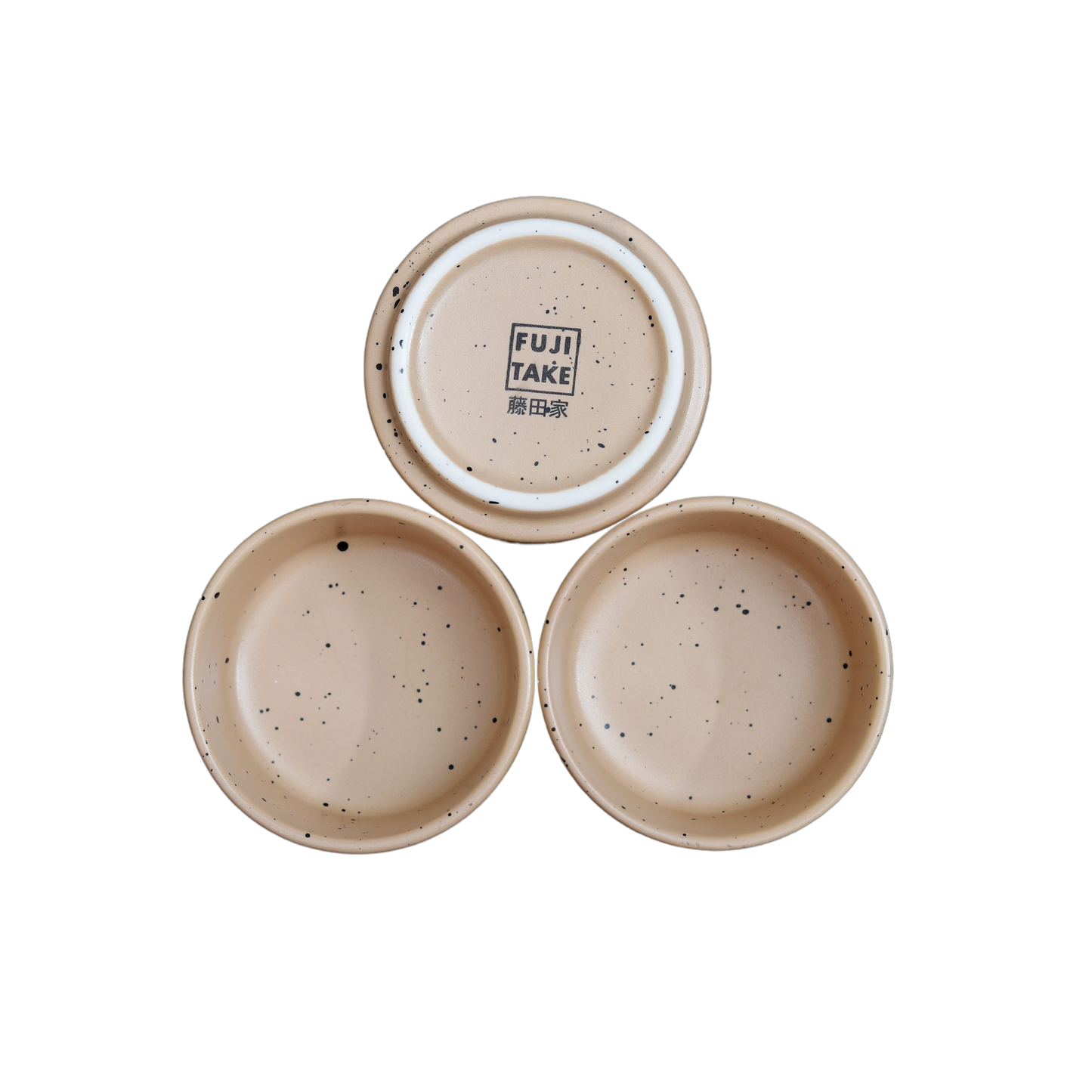 FUJITAKE BUTTER RAMEQUIN PRIME 7CM DARK SAND DOTTS SET OF 2