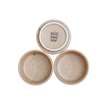 FUJITAKE BUTTER RAMEQUIN PRIME 7CM DARK SAND DOTTS SET OF 2