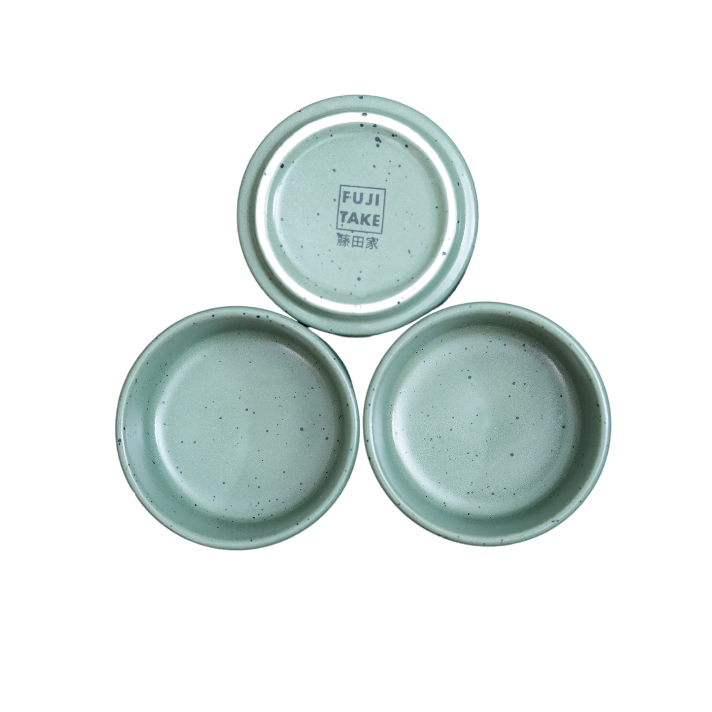 FUJITAKE BUTTER RAMEQUIN PRIME 7CM MIST GREEN DOTTS SET OF 2