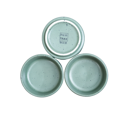 FUJITAKE BUTTER RAMEQUIN PRIME 7CM MIST GREEN DOTTS SET OF 2