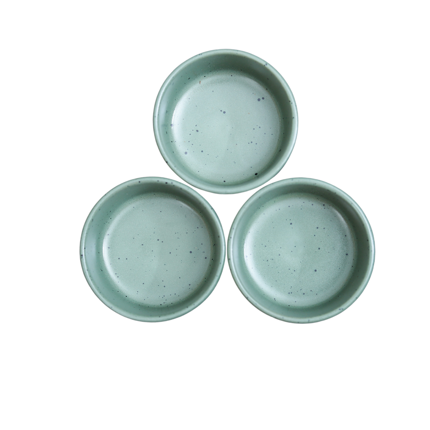 FUJITAKE BUTTER RAMEQUIN PRIME 7CM MIST GREEN DOTTS SET OF 2