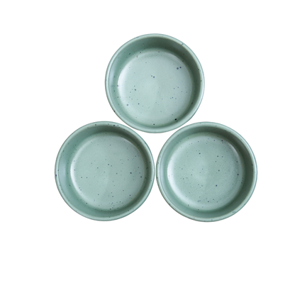 FUJITAKE BUTTER RAMEQUIN PRIME 7CM MIST GREEN DOTTS SET OF 2
