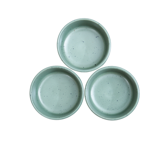 FUJITAKE BUTTER RAMEQUIN PRIME 7CM MIST GREEN DOTTS SET OF 2