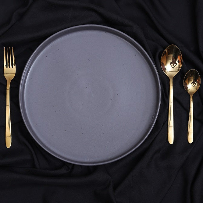 FUJITAKE SELAS STACKABLE PLATE 25 CM CHARCOAL GRAY DOTTS SET OF 4