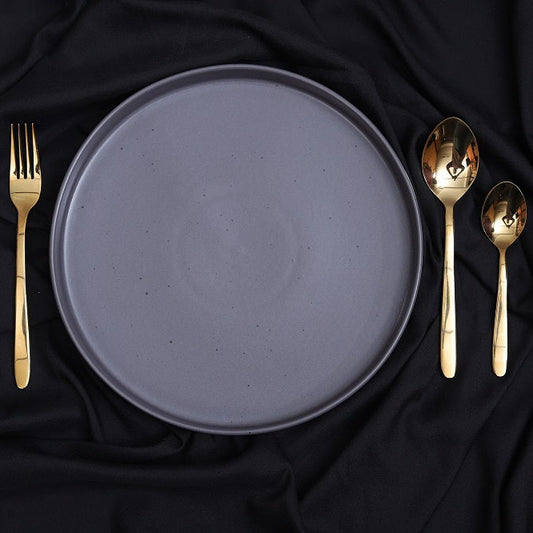 FUJITAKE SELAS STACKABLE PLATE 25 CM CHARCOAL GRAY DOTTS SET OF 4