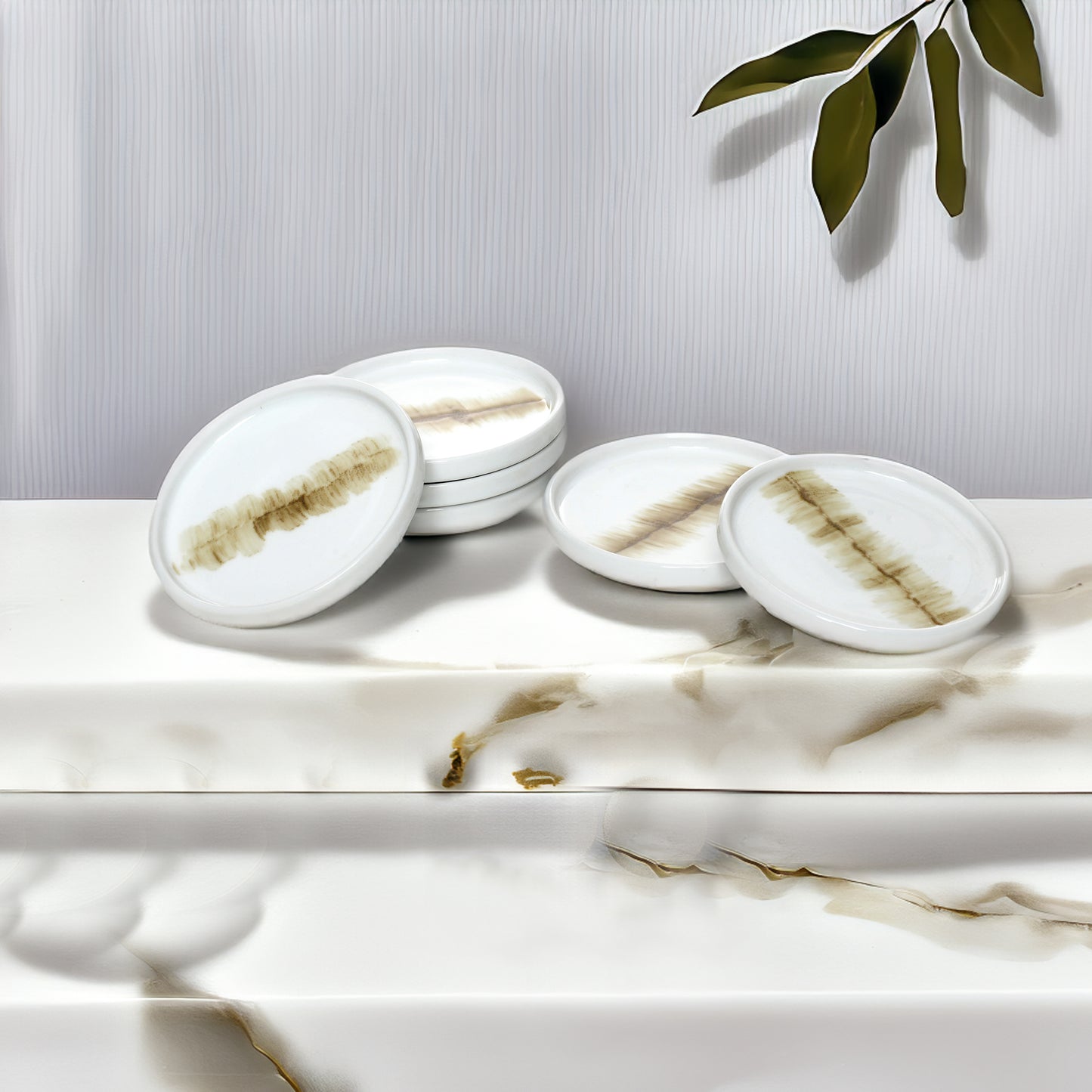 Tablejoy Edged Cannapes Plate Set'6 Olive