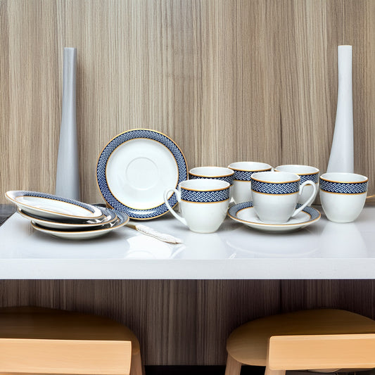 Tablejoy Cups & Saucer Set Blue Star-2 Set Of 12