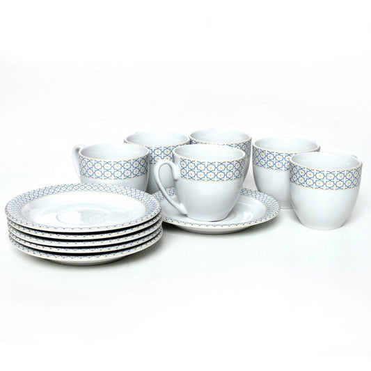 Tablejoy Cups & Saucer Set Blue Chain Set Of 12
