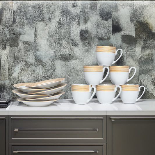 Tablejoy Cups & Saucer Set Metalic Set Of 12