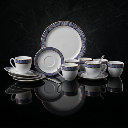 Tablejoy Cups & Saucer Set Blue Star-2 Set Of 12