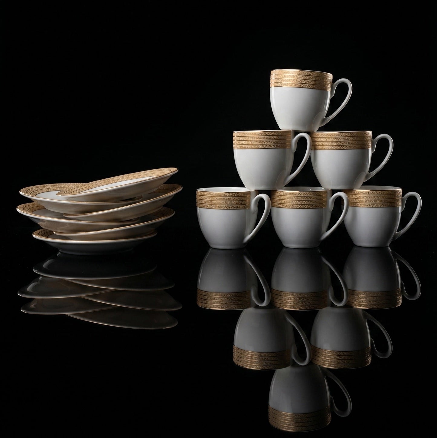 Tablejoy Cups & Saucer Set Metalic Set Of 12