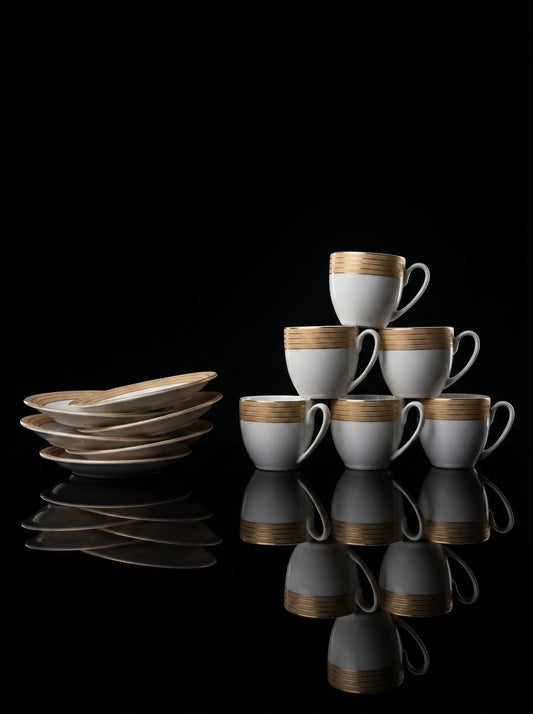 Tablejoy Cups & Saucer Set Metalic Set Of 12