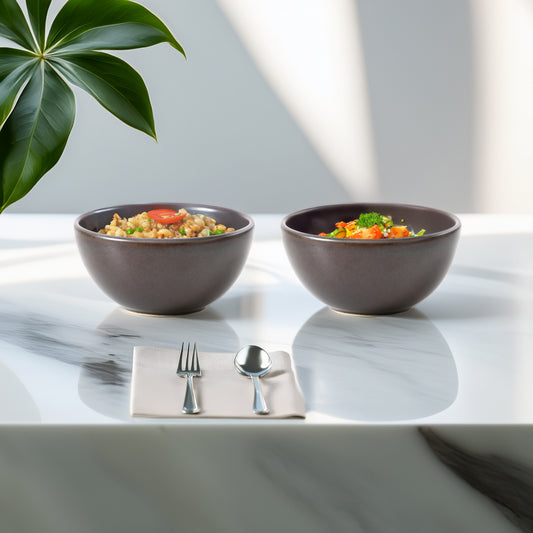 Mesa Brown Metallic Bowl 14 Cm Set of 2