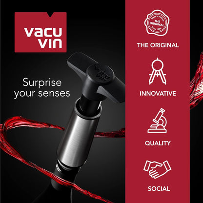Vacu Vin Wine Saver Black Gift Pack (1 Pump, 2 Wine Stopper) set'3