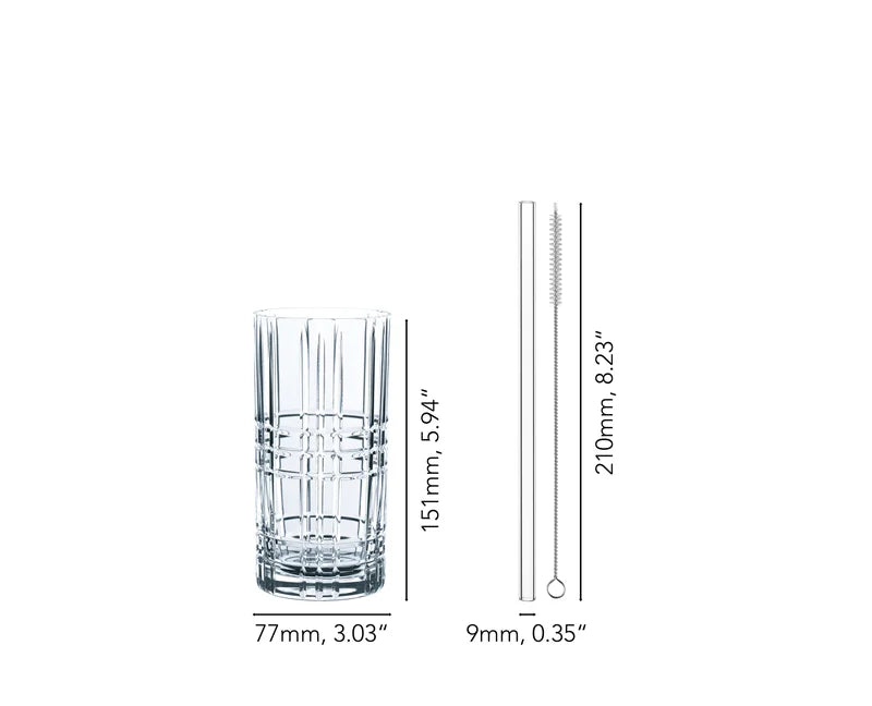 NACHTMANN Tastes Good 4 Long Drink Glasses + 4 Straws