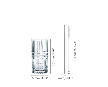 NACHTMANN Tastes Good 4 Long Drink Glasses + 4 Straws