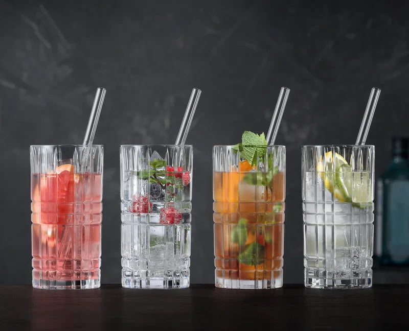 NACHTMANN Tastes Good 4 Long Drink Glasses + 4 Straws