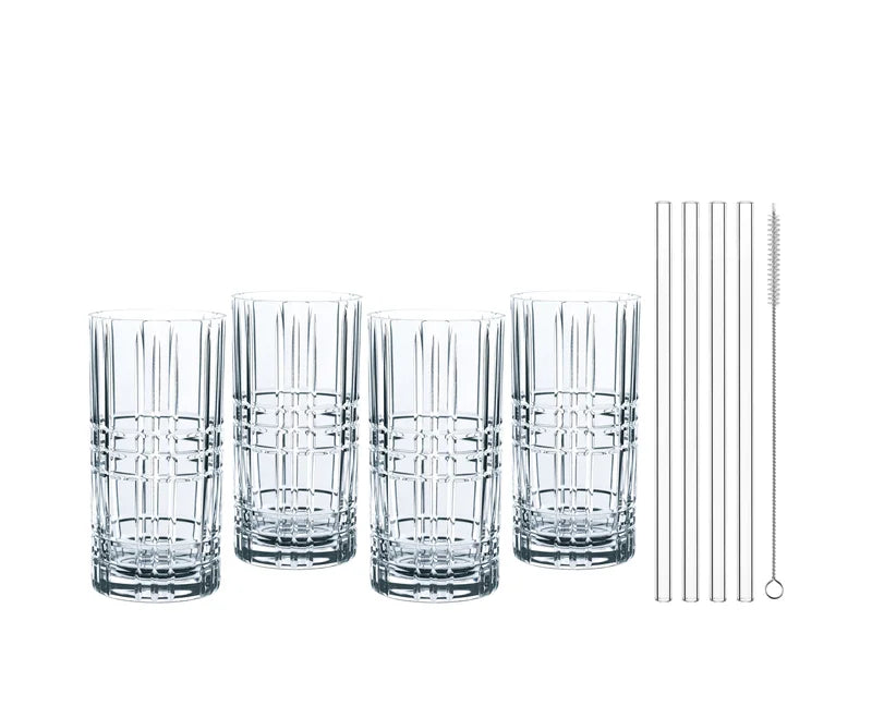 NACHTMANN Tastes Good 4 Long Drink Glasses + 4 Straws